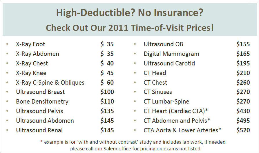 Salem Radiology Prices